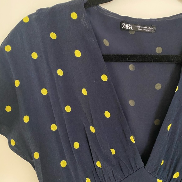 Zara blue and yellow polka dot dresss - Picture 2 of 3